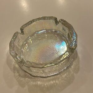 Vintage Thick Heavy Glass Iridescent Hexagonal Blenko Ashtray Mid- Century 6”